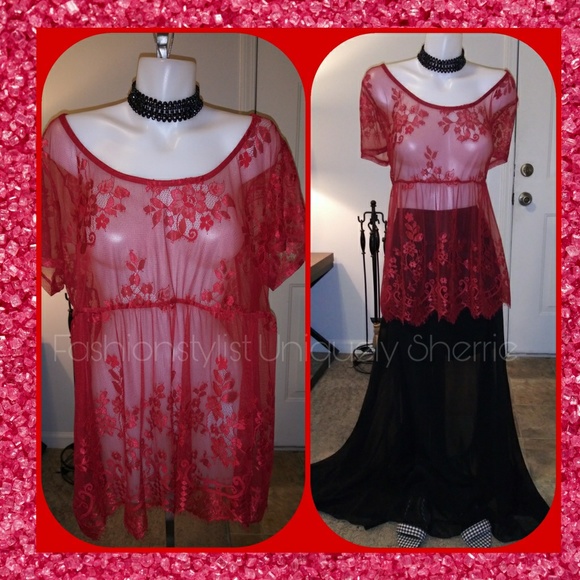 Torrid Tops - Plus Torrid Red Lace Top